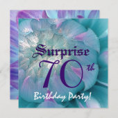 SUPPLISE 70th誕生日ブルー&パープルダリアW077 招待状 (正面/裏面)