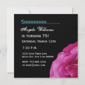 SUPPLISE 75歳の誕生パーティー、明るいピンクのバラ 招待状 (裏面)