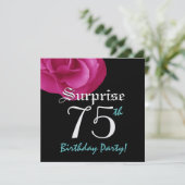SUPPLISE 75歳の誕生パーティー、明るいピンクのバラ 招待状 (スタンド正面)
