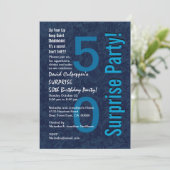 SUPPLYSE 50th誕生日モダンHues of Blue W033 招待状 (スタンド正面)