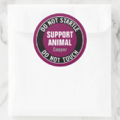Support Animal DO NOT STARTLE OR TOUCH Custom Text ラウンドシール (バッグ)