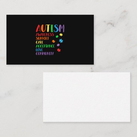 Support Care Acceptance Ally Autism Awareness 名刺 (正面/裏面)