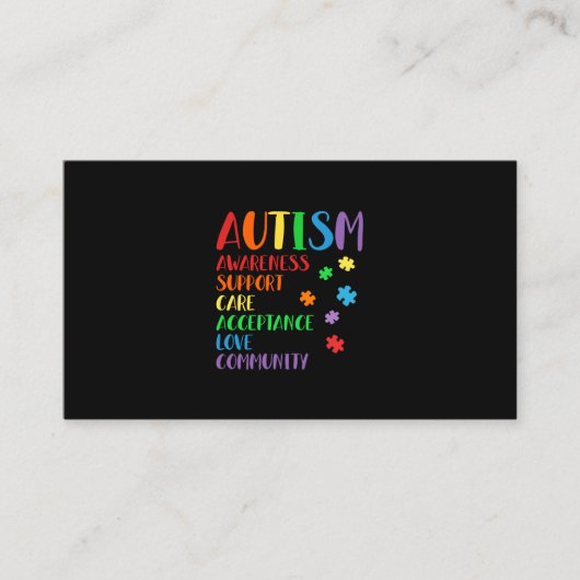 Support Care Acceptance Ally Autism Awareness 名刺 (正面)