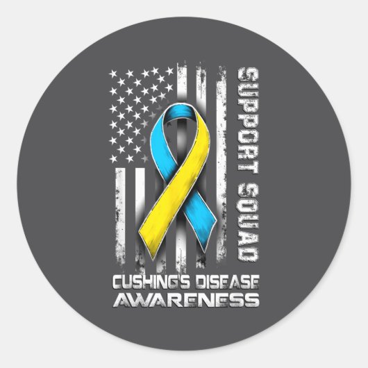 Support Disease s Squad Awareness Cushing Humor ラウンドシール (正面)