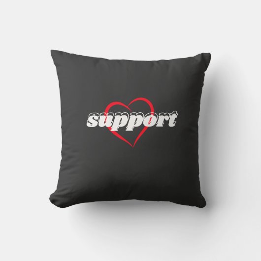 Support Heart Design – Red Love Symbol with Bold  クッション (正面)