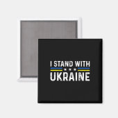 Support I Stand With Ukraine Ukrainian Flag マグネット (正面/裏面)