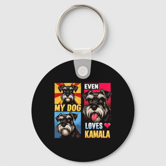 Support Kamala Harris私の犬でさえKamala Dogを愛している キーホルダー (正面)