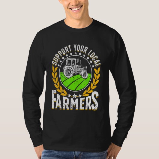 Support Local   Farmer Retro Farming Men Women Far Tシャツ (正面)