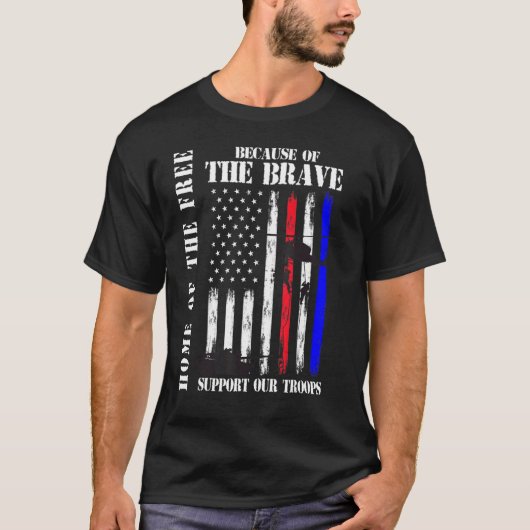 Support Our Troops Veterans Memorial Day Usa Flag  Tシャツ (正面)