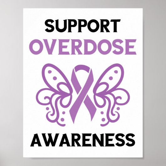 Support Overdose Purple Ribbon Overdose Awareness ポスター (正面)