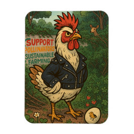 Support Polinators Cool Rooster in Leather Jacket マグネット