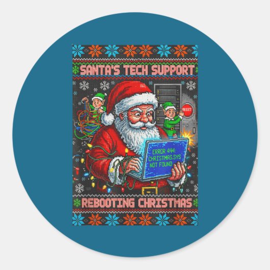 Support s Tech Santa Ugly Rebooting ラウンドシール (正面)