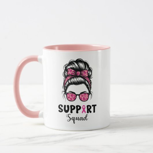 Support Squad メッシーバン ピンクの戦士 乳がん マグカップ (左)