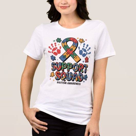 Support Squad Autism Awareness Autistic Boy Teens  トライブレンドＴシャツ (正面)