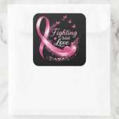 Support Squad Breast Cancer Awareness pink ribbon  スクエアシール (バッグ)