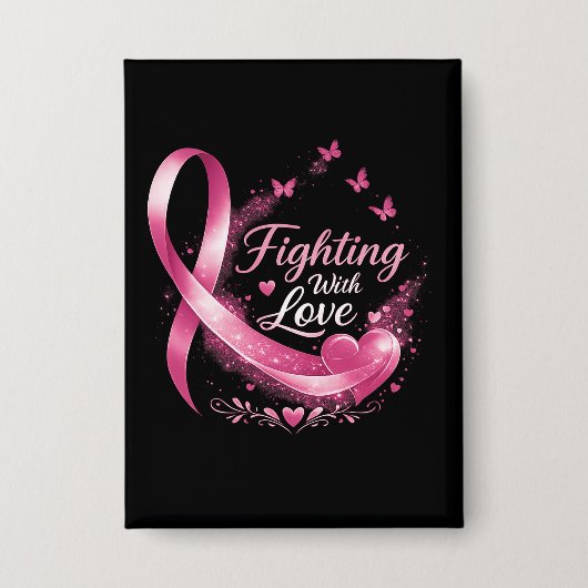 Support Squad Breast Cancer Awareness pink ribbon  缶バッジ (正面)