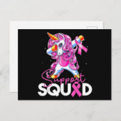 Support Squad Breast Cancer Awareness Pink Unicorn ポストカード (正面/裏面)