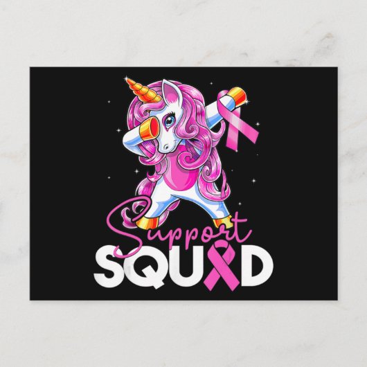 Support Squad Breast Cancer Awareness Pink Unicorn ポストカード (正面)