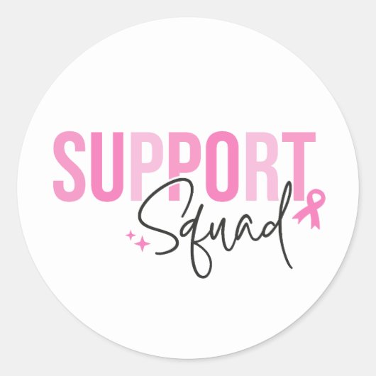 Support Squad Breast Cancer Pink Ribbon Awareness ラウンドシール (正面)
