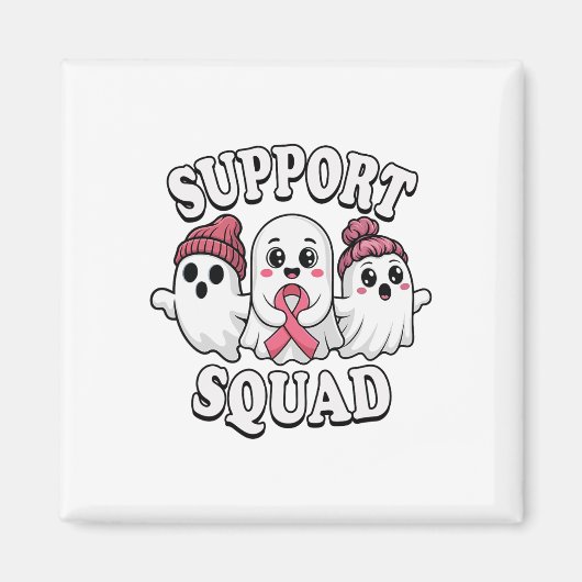 Support Squad Cute Ghosts Breast Cancer Awareness  マグネット (正面)