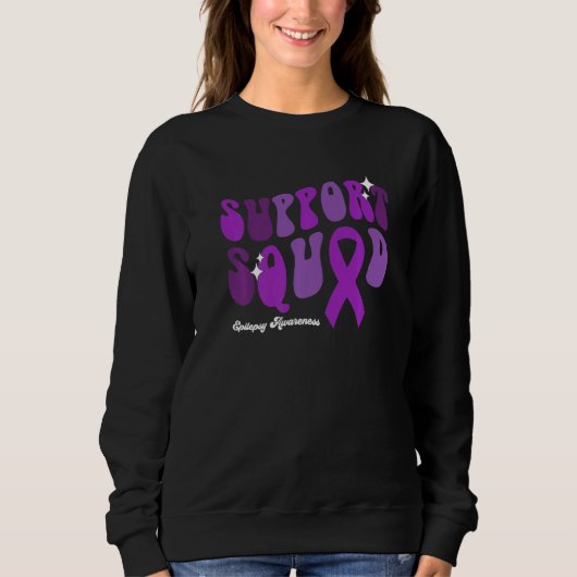 Support Squad Epilepsy Awareness Purple Ribbon  2 スウェットシャツ (正面)