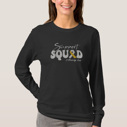 Support Squad Hearing Loss Awareness Silver & Gold Tシャツ (正面)