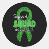 Support Squad Mental Health Awareness Lime Green R ラウンドシール (正面)