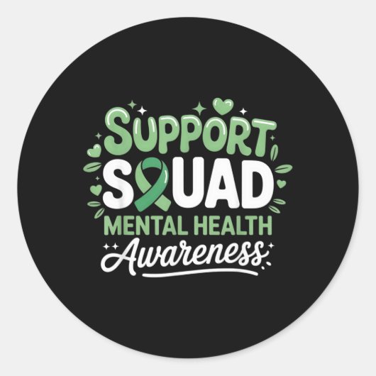 Support Squad Mental Health Awareness Month Green ラウンドシール (正面)