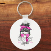 Support Squad Messy Bun Breast Cancer Awareness キーホルダー (正面)