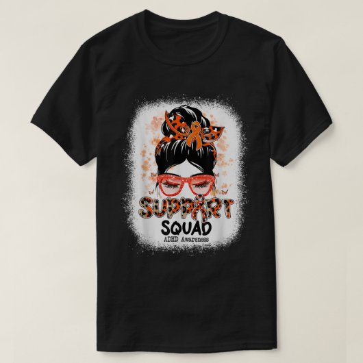 Support Squad Messy Bun Butterfly ADHD Awareness 1 Tシャツ (デザイン正面)