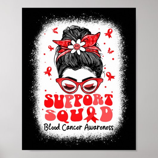 Support Squad Messy Bun Butterfly Red Ribbon Blood ポスター (正面)