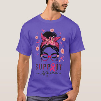 Support Squad Messy Bun Pink Warrior Awareness 2 Tシャツ