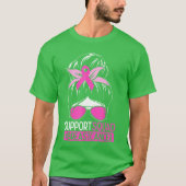 Support Squad Messy Bun Pink Warrior Awareness Tシャツ (正面)