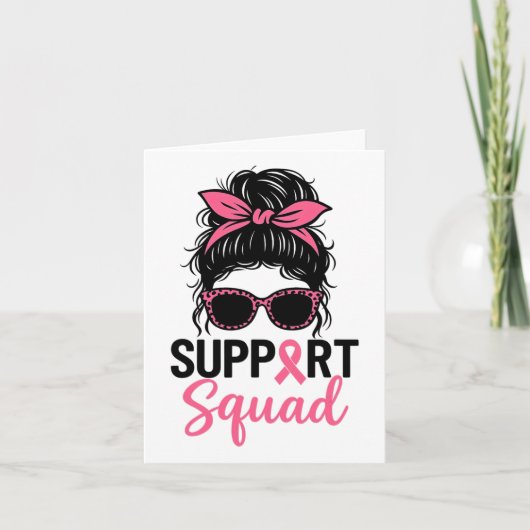 Support Squad Messy Bun Pink Warrior Breast Cancer カード (正面)