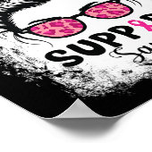 Support Squad Messy Bun Pink Warrior Breast Cancer ポスター (角)
