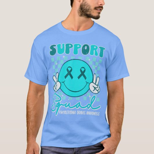 Support Squad Myasthenia Gravis Awareness Teal Rib Tシャツ (正面)
