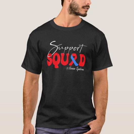 Support Squad Noonan Syndrome Awareness Red & Blue Tシャツ (正面)