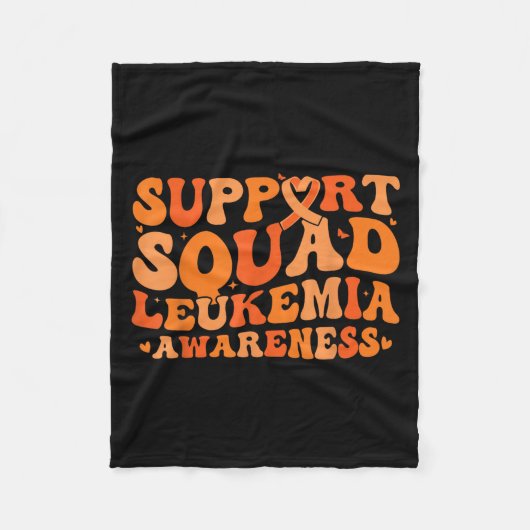 Support Squad Orange Ribbon Leukemia Blood Cancer フリースブランケット (正面)