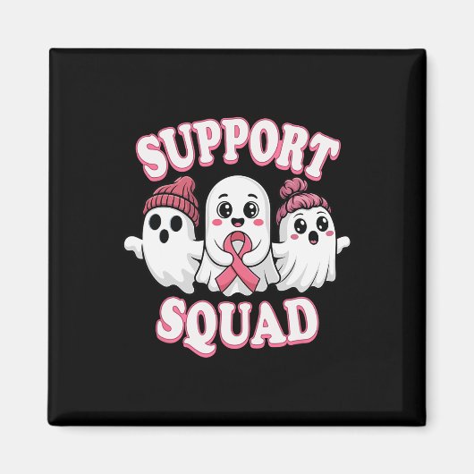Support Squad Pink Ribbon Ghost Breast Cancer Awar マグネット (正面)