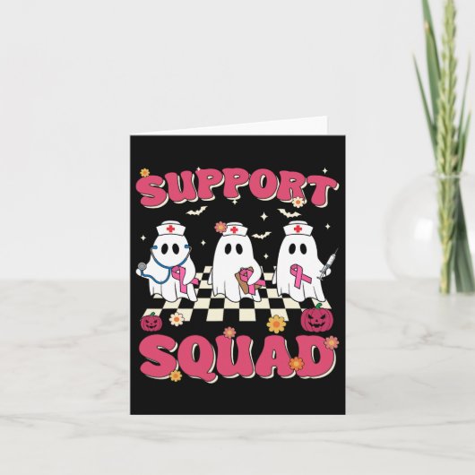 Support Squad Retro Groovy Nurse Breast Cancer Awa カード (正面)