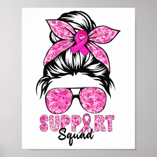 Support Squad Team Breast Cancer Awareness Warrior ポスター (正面)