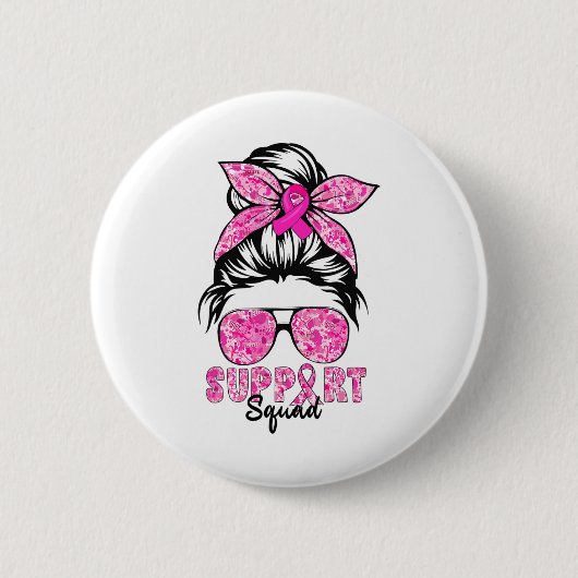 Support Squad Team Breast Cancer Awareness Warrior 缶バッジ (正面)