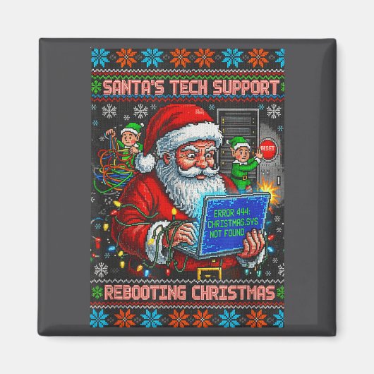 Support Tech Santa Rebooting Ugly s マグネット (正面)