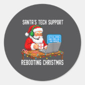 Support Tech Santa's Rebooting Joke ラウンドシール (正面)