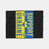 Support Ukraine Flag With Heart  フリースブランケット (正面(横))
