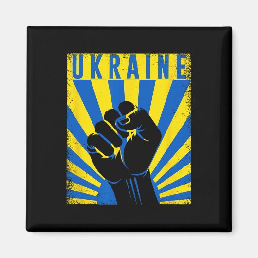 Support Ukraine Hand Fist Ukraine Resist Protest U マグネット (正面)