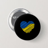 Support Ukraine Heart Ukrainian Flag 缶バッジ (正面&裏面)
