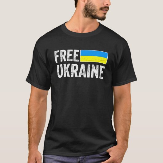 Support Ukraine I Stand With Ukraine Flag Free Ukr Tシャツ (正面)