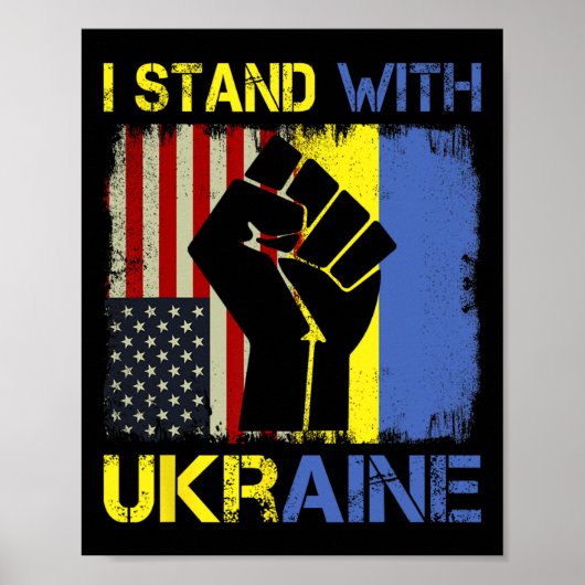 Support Ukraine I Stand With Ukraine Ukrainian Fla ポスター (正面)
