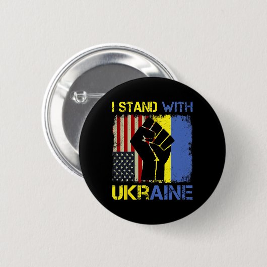 Support Ukraine I Stand With Ukraine Ukrainian Fla 缶バッジ (正面&裏面)